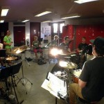 Drum Set students inside with Ted Sullivan.