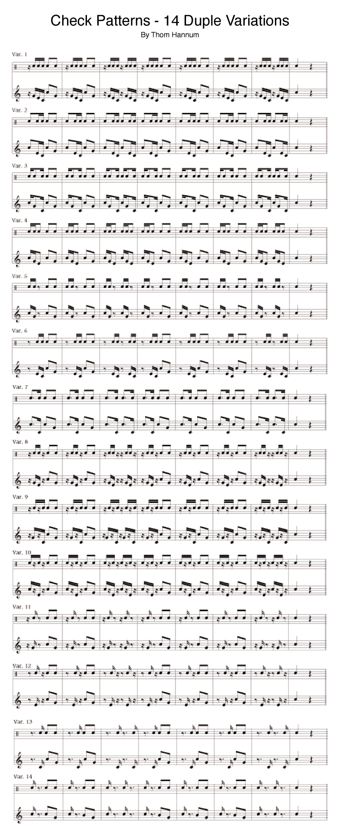 14 variations of Thom Hannum's "Check Pattern."